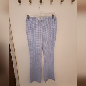 Blue Gingham Boot Cut Pants